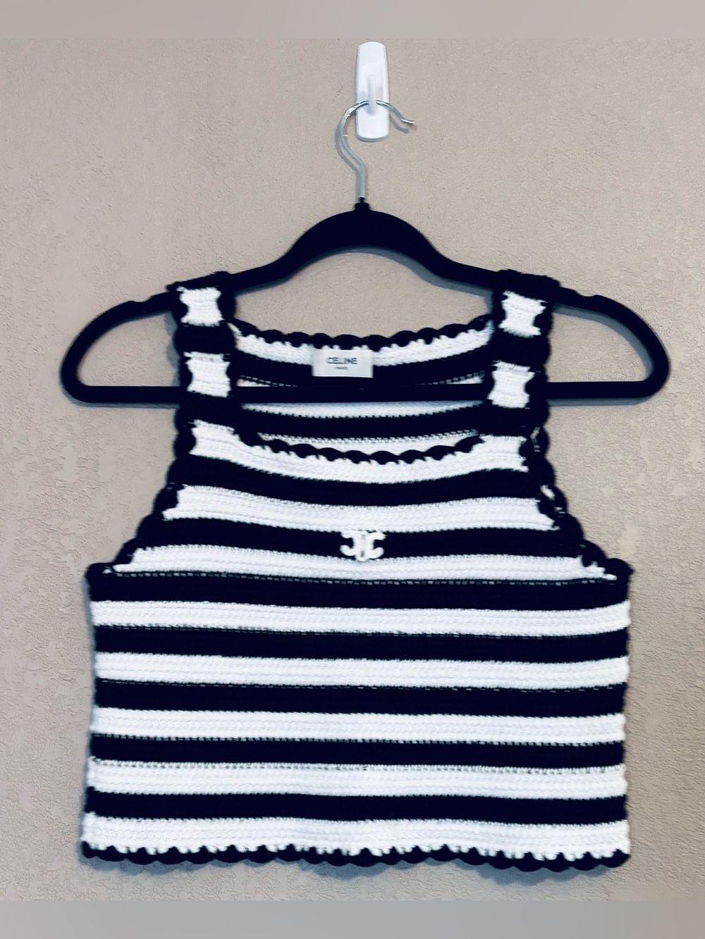 Striped Crocheted Cropped Tank Top